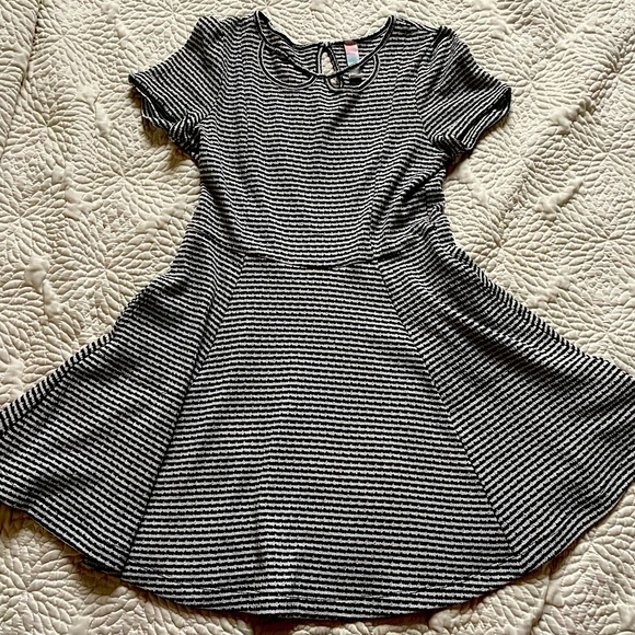 Free People Beach Black and White Striped Peter Pan Collar Dress Twee - Picture 3 of 4